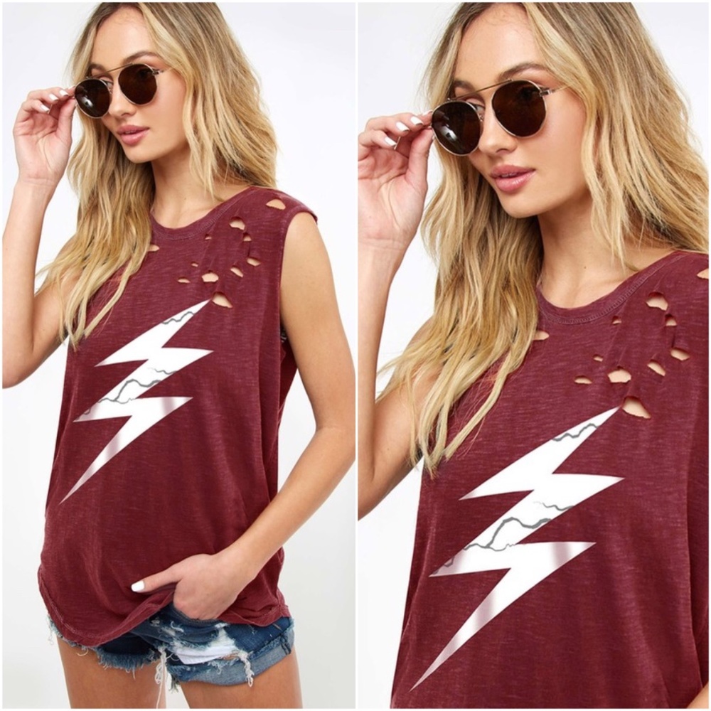 Lightning Bolt Distressed Tank - Picture 2 of 2